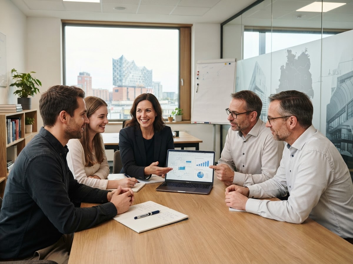 Road to Success Team bei der Arbeit an datengestützten Analysemodellen